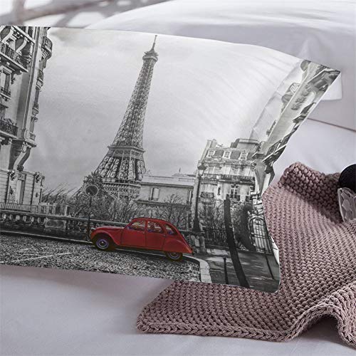 Odot Juego de Funda de Edredón, 3 Piezas 100% Poliéster Funda Nórdica y Funda de Almohada 3D Impresión para Todo el Mundo Adultos y Adolescentes (135x200-2pc,Paris)