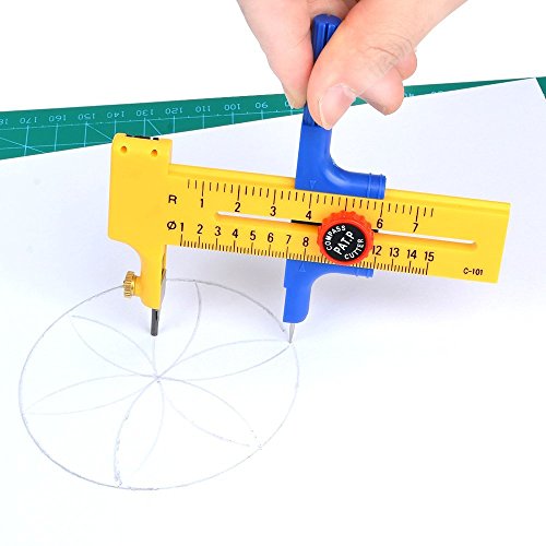 OFKPO Compas de Corte Circular para Troquelar Papel, Láminas, Cuero, Compás de Corte Circular Adecuado Diámetros de 1 a 15 cm