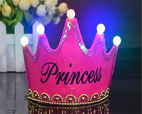 OFT - Corona de cumpleaños (para niños, con luces led), diseño de princesa o príncipe