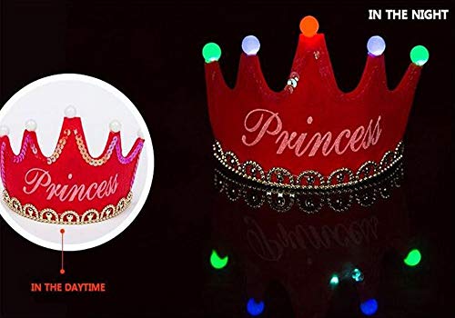 OFT - Corona de cumpleaños (para niños, con luces led), diseño de princesa o príncipe