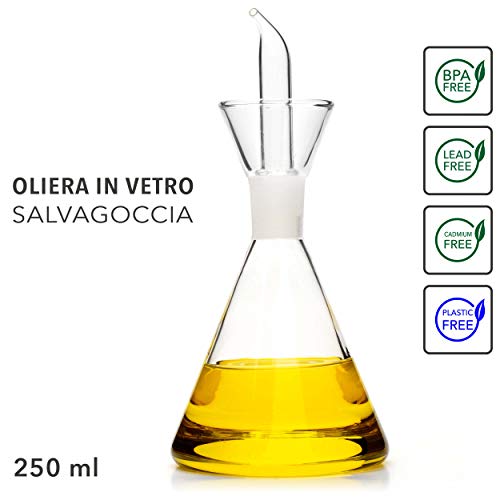 Oil+ - Aceitera Cónica con Colector de Goteo, 250 ml