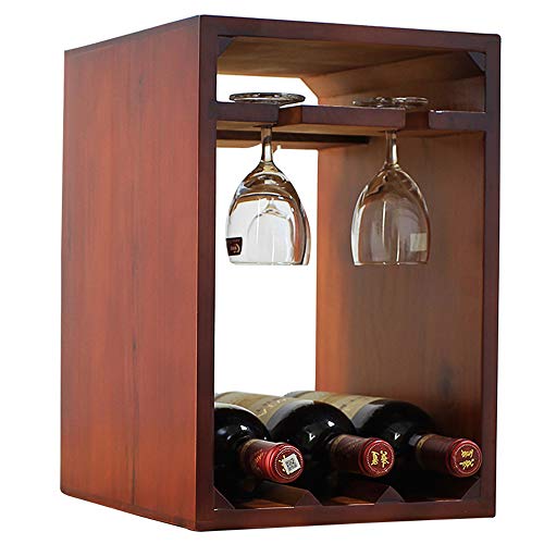 OKMIJN Botellero Vino Madera Botellero Apilable con Estante Y Soporte para Copas De Vino para Restaurantes Bares Mobiliario Diario del Hogar Etc