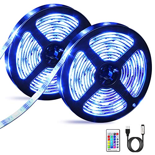 OMERIL Tira LED RGB 6M Impermeable, Tiras LED USB con Control Remoto, 4 Modos de Brillo y 16 Colores, Tira LED Regulable para Habitacion, Hogar, Cocina, Bar, Fiesta, Boda, Restaurante (2 * 3M)