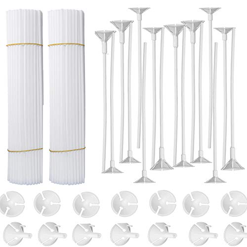 OnePine 100 Piezas Globo Palos con Copas para Fiesta y Boda Decoraciones,32CM Blanco