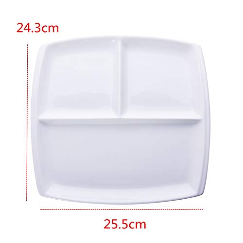 Onepine Plato De Porcelana, Platos rectangulares de Porcelana con 3 Compartimentos, Delicado y Elegante