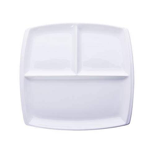 Onepine Plato De Porcelana, Platos rectangulares de Porcelana con 3 Compartimentos, Delicado y Elegante