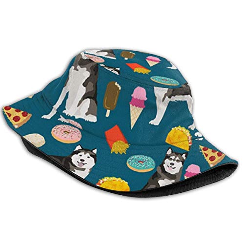 ONLED - Sombrero de cubo plegable reversible de Alaskan Malamute con impresión de gastronomía, sombrero de pescador, gorra de pescador, para camping, pesca, safari para hombres y mujeres, color negro