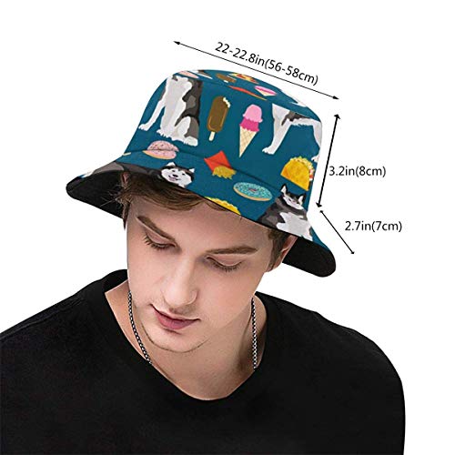 ONLED - Sombrero de cubo plegable reversible de Alaskan Malamute con impresión de gastronomía, sombrero de pescador, gorra de pescador, para camping, pesca, safari para hombres y mujeres, color negro