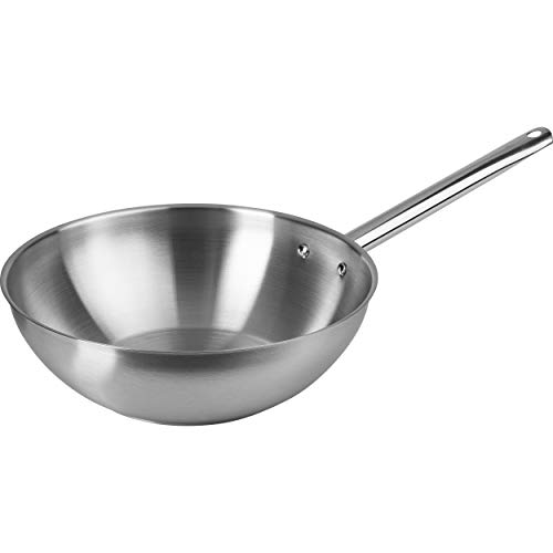 ONVAYA® La sartén de acero inoxidable | Wok | Sartén | Sin revestimiento | Inducción y horno adecuados | Wok profesional (Ø30cm)