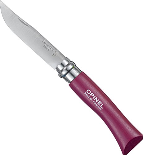 Opinel Taschenmesser Größe 7 Navaja con Hoja de Acero Inoxidable, Unisex Adulto, Berenjena, 8 cm