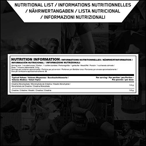 Optimum Nutrition ON Creatina Monohidrato Micronizada, Creatine en Polvo, Suplementos Deportivos para Musculacion, Sin Sabor, 176 Porciones, 634g