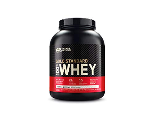 Optimum Nutrition ON Gold Standard 100% Whey Proteína en Polvo Suplementos Deportivos, Glutamina y Aminoacidos, BCAA, Galletas y Crema, 68 porciones, 2.27 kg, Embalaje puede variar