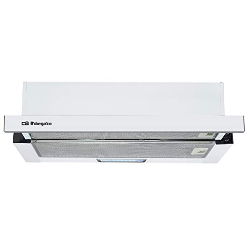 Orbegozo TL 07160 BL – Campana extractora, 60 cm, 2 bombillas LED, extracción 308.2 m3/h, 2 niveles de potencia, 65 W