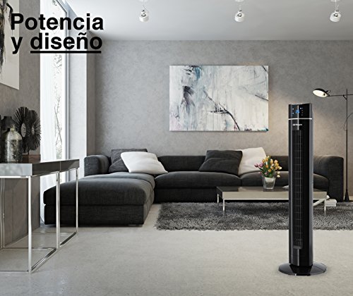 Orbegozo TWM 1009 Ventilador de Torre con Mando A Distancia, Iónico, 60 W, 200 Decibelios, 3 Velocidades, Negro