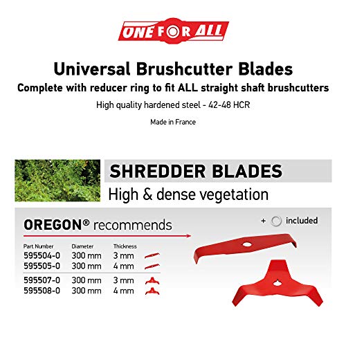 OREGON One-para-all 295507-0 Universal desbrozadora cubrición y limpieza hoja de sierra 3 dientes para Stihl, Husqvarna, Mitox, Echo, Kawasaki y otros máquinas