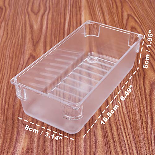 Organizador cajones escritorio (6 piezas) - Organizador papelería acrílico (8x16,5x5cm) - Organizador escritorio oficina semitransparente para cocina, baños, papelería, escuela, armario y accesorios