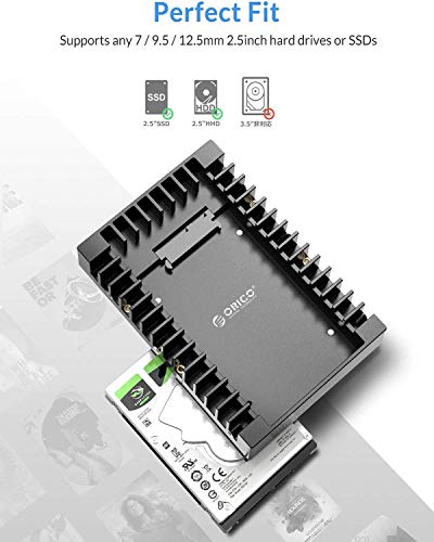 ORICO Adaptador Disco Duro/SSD 2,5'' a 3,5'', Soporte de Disco Duro, Plástico Bandeja de Montaje para SATA HDD/SSD de 7/9.5/12.5mm