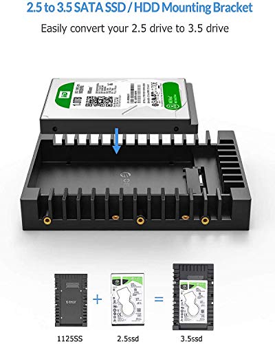 ORICO Adaptador Disco Duro/SSD 2,5'' a 3,5'', Soporte de Disco Duro, Plástico Bandeja de Montaje para SATA HDD/SSD de 7/9.5/12.5mm