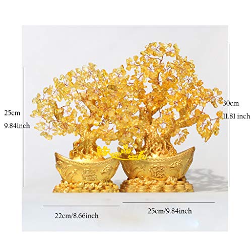 Ornamento de Escritorio Tabla de la oficina del Ministerio del Interior del árbol de Feng Shui Natural Gema citrina cristal amarillo dinero for la riqueza suerte mejor regalo artesanías decoración