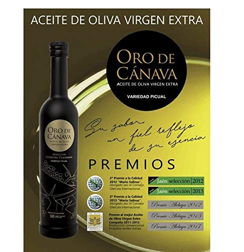 Oro de Cánava, Aceite de Oliva Virgen Extra Premium de Jaén, Denominación de Origen Sierra Mágina, Variedad Picual, Cosecha Temprana, Botella Cristal 250 ml con Estuche, Ideal para Regalo