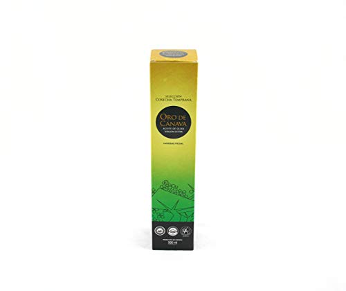 Oro de Cánava, Aceite de Oliva Virgen Extra Premium de Jaén, Denominación de Origen Sierra Mágina, Variedad Picual, Cosecha Temprana, Botella Cristal 500 ml con Estuche, Ideal para Regalo