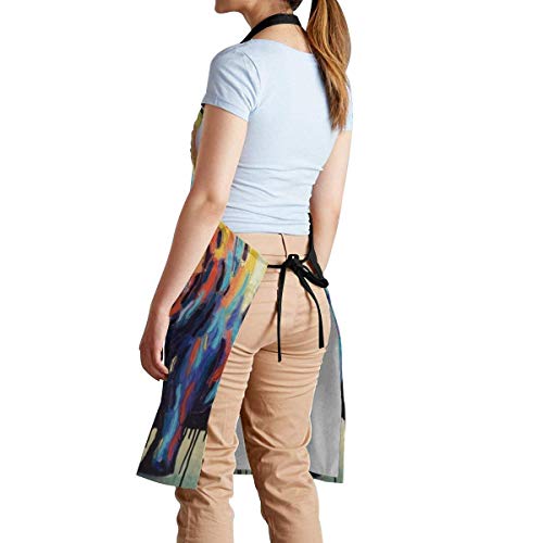 Osmykqe Bison - Delantal ajustable con bolsillos, diseño de búfalo pong para el hogar, cocina, hornear, jardinería, delantal para mujeres y hombres