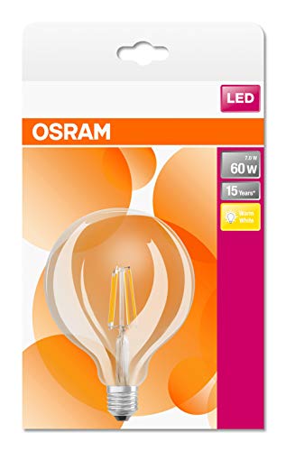 Osram, Bombilla LED Retrofit, transparente, E27, 7W Equivalente 60W, 220-240V, Luz blanca cálida 2700K 1 unidad