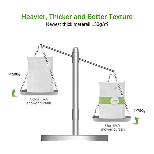OTraki Cortina Ducha Translúcido Antimoho 200cm x 200 cm, EVA Impermeable Cortina Baño Pesado 200 Ancho 200 Altura Cortina Bañera con 13 Ganchos