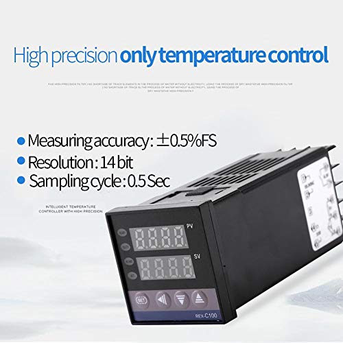Oumefar REX-C100 Alarma Industrial PID 0 ℃ ~ 1300 ℃ Controlador de Temperatura Interruptor de termostato Inteligente Funciones automáticas para energía eléctrica con Sensor de termopar K