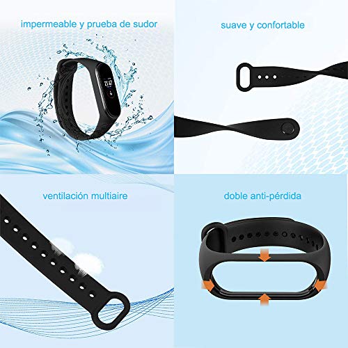 Oumida Correa Compatible con Xiaomi Mi Band 4 Xiaomi Mi Band 3, Pulseras Reloj Recambio Silicona Suave Original para Xiaomi Mi Smart Band 4 (Negro/Vino Rojo/Verde Musgo)