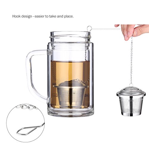 OUNONA Infusor de Té en Acero Inoxidable(Pack de 2 Infusores) Con Cucharada de Té y Bandejas de Goteo