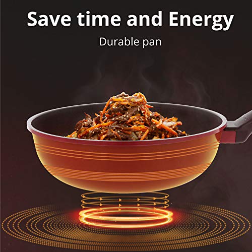 Oursson Sartén Wok de Ceramica con Recubrimiento 3D, Antiadherente, Todo Tipo de Fuegos: Inducción, Gas, Eléctrico y Cerámica, PW2822P/DC (28cm. Wok)