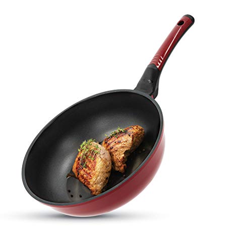 Oursson Sartén Wok de Ceramica con Recubrimiento 3D, Antiadherente, Todo Tipo de Fuegos: Inducción, Gas, Eléctrico y Cerámica, PW2822P/DC (28cm. Wok)