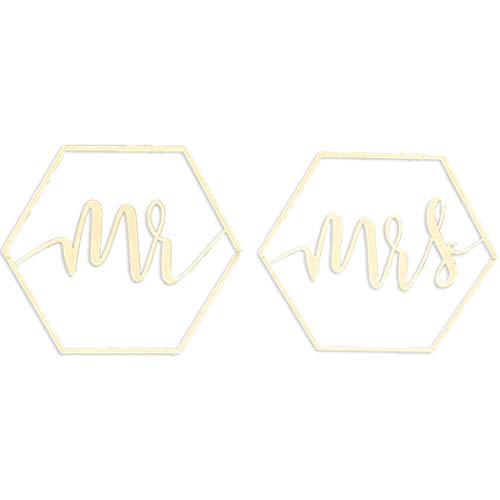 Outgeek 2 UNIDS Mr and Mrs Wedding Chair Sign Madera Decorativa Wedding Sign Wedding Chair Decor Scripted Carta de Madera Signo Decoración