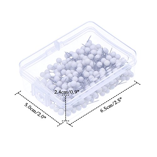 Outus  - 1/ 8 Pulgada Chinchetas de Mapa, Pines de Empuje Redondo, Blanco, 300 Piezas