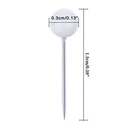 Outus  - 1/ 8 Pulgada Chinchetas de Mapa, Pines de Empuje Redondo, Blanco, 300 Piezas