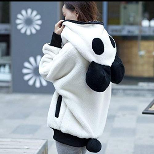 Overdose Lindo Oso Oreja Panda Invierno CáLido con Capucha Capa Mejor Venta Nuevo Regalo Mujeres con Capucha Chaqueta Ropa Exterior Tops Blusa (Large, Blanco)