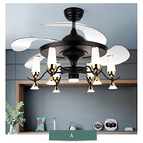 OWUV 42"/107cm Ventilador De Techo con Luz, Decoración Creativa Moderna para Sala De Estar Ventilador De Techo Invisible con Control Remoto, Candelabro Plafón con 6 * LED Regulable