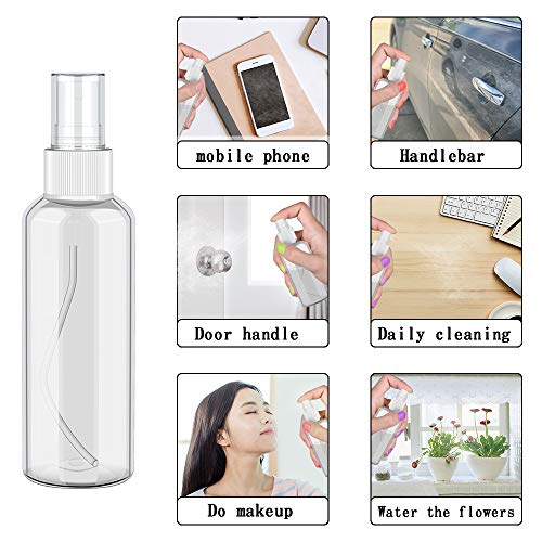 Oziral Bote Spray Pulverizador, Botes Viaje Pulverizador Transparente Set Plástico Botella Vacía de Spray para Perfumes, Cosméticos, agua y otros líquidos - 10 Piezas (100ml)