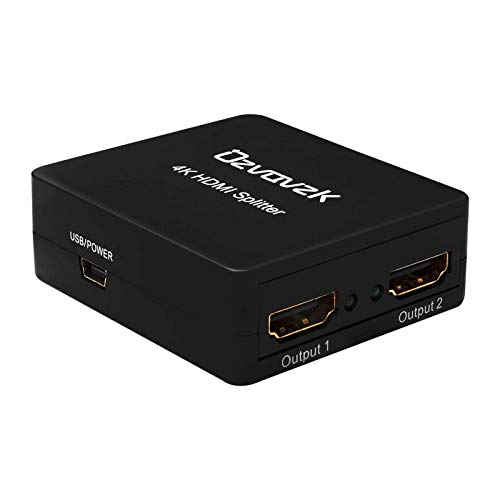 Ozvavzk HDMI Splitter,4k HDMI 1x2 Adaptadores 1 Entrada 2 Salida Duplicador Full HD 2160p 3D HDMI Amplificador Soporte HDMI 1.4 Versión HDCP.