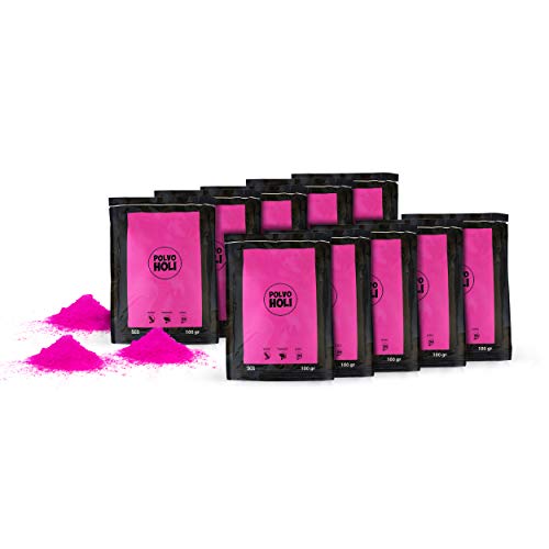 Pack de 10 bolsas de Polvo Holi de 100 gramos (Rosa)