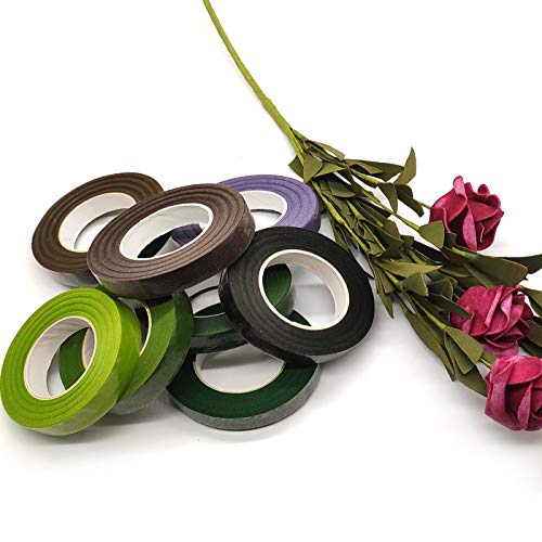 Pack de 8 Cinta Floral Verde Cinta de Tallo Stem Tape, Cinta de Tallo de Florista 1/2 Pulgada, Sellado De Cinta De Fabricación De Flor De Pape para Ramilletes, Arreglos florales