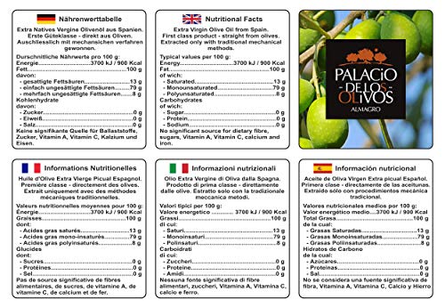 Palacio de Los Olivos, Aceite De Oliva Virgen Extra Picual Gourmet, Calidad Premium, Prensado en Frío, Recolección Temprana, Almagro – España, Botella 500ml