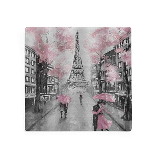 PANILUR Pintura Al Óleo París Ciudad Europea Paisaje Francia Torre Eiffel Pareja Moderna Negro，Posavasos de cerámica,Base de cojín para Taza de café