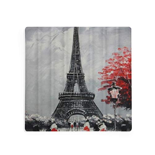 PANILUR Pintura Al óleo París Ciudad Europea Paisaje Francia Torre Eiffel，Posavasos de cerámica,Base de cojín para Taza de café