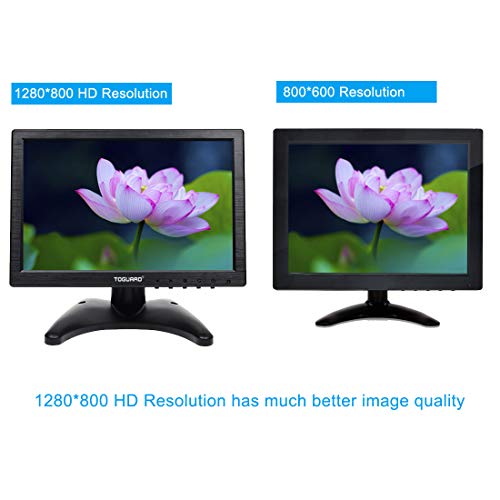 Pantalla 10.1 Pulgadas TOGUARD Monitor con Pantalla Táctil LED en Color, Visualización de Monitor 1280*800 Pantalla de Vigilancia, incluyen Salida VGA/AV/BNC/HDMI/USB y Altavoz Integrado