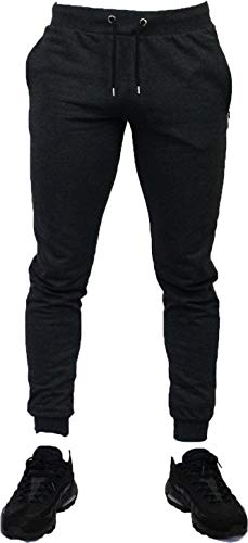 Pantalones de deporte para hombre con cremallera y cordón para gimnasio, estilo casual, pantalones de forro polar para correr (carbón, XXL)