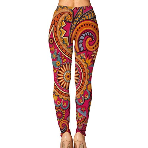 Pantalones de yoga para mujer Paisley rojo cintura alta pantalones de entrenamiento Multicolor multicolor L