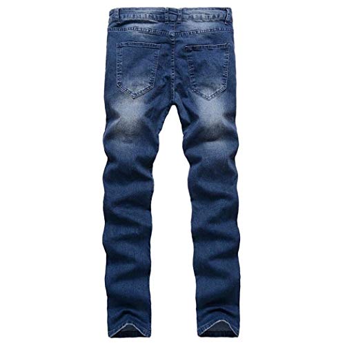 Pantalones Vaqueros Ajustados Dasongff Delgado Tramo Rasgado Del Skinny Recto Motorista Vaqueros Destruidos Pantalones De Mezclilla Ajustado De Los Termoselladas ( Color : Blau , Size : 32 )