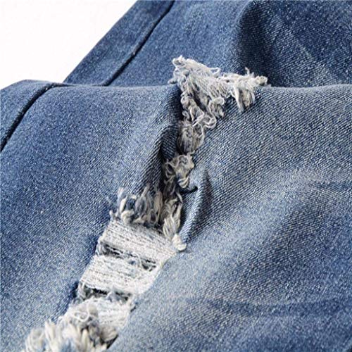 Pantalones Vaqueros Ajustados Dasongff Delgado Tramo Rasgado Del Skinny Recto Motorista Vaqueros Destruidos Pantalones De Mezclilla Ajustado De Los Termoselladas ( Color : Blau , Size : 32 )